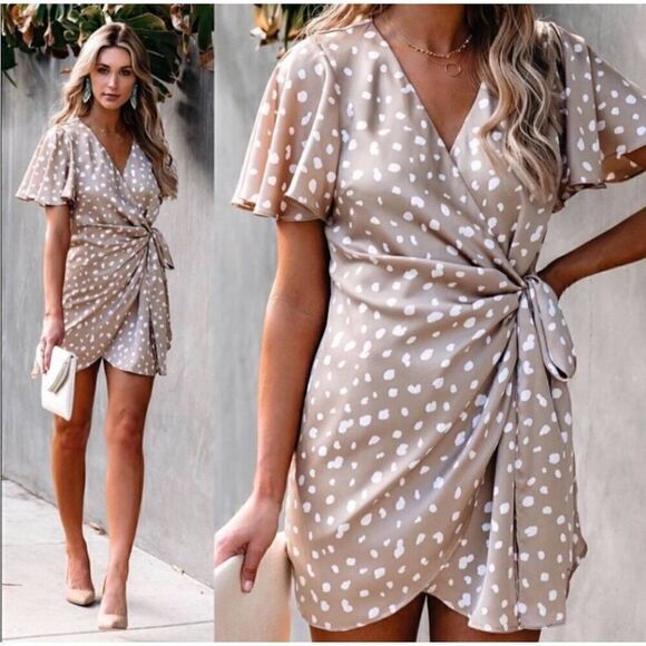 Vici Size Small Tan Casual Wrap Dress H10 - Picture 1 of 8